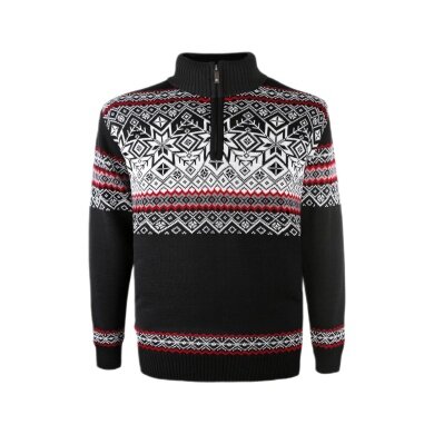 Kama Sweater Pullover 3371 Half Zip with Nordic Pattern (warm, windproof) black men's