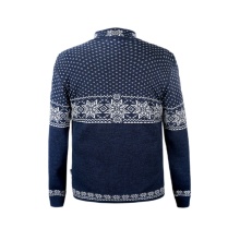 Kama Sweater Pullover 4053 Half Zip with Nordic Pattern (Merino Wool) dark blue Men's