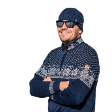 Kama Sweater Pullover 4053 Half Zip with Nordic Pattern (Merino Wool) black Men's