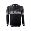 Kama Sweater Pullover 4053 Half Zip with Nordic Pattern (Merino Wool) black Men's