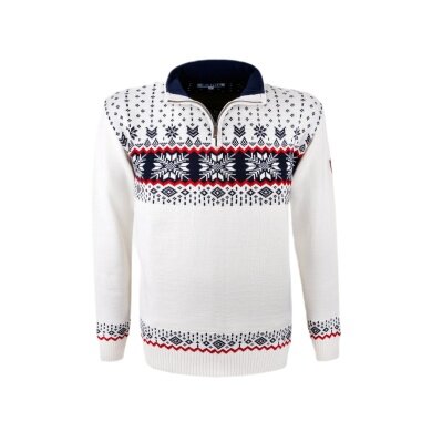 Kama Sweater Pullover 4054 Half Zip (warm, knitted material) white men's