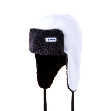 Kama winter hat (ear hat) AW65 Lapon soft shell (windproof) - white/black - 1 piece