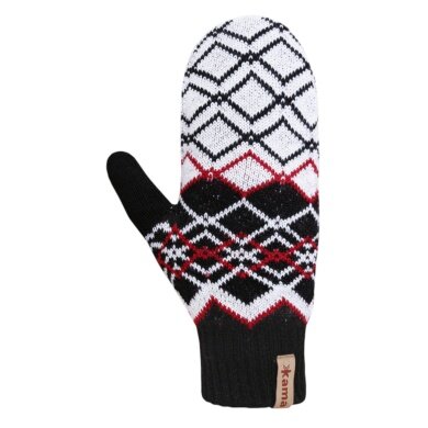 Kama Winter Gloves (Mittens) R112 made of Merino wool - black/white - 1 pair