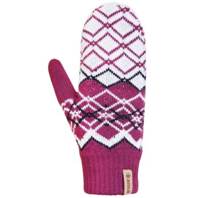 Kama Winter Gloves (Mittens) R112 made of Merino wool - pink/white - 1 pair
