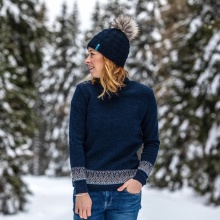 Kama knitted hat (pom-pom) A109 Merino - ladies grey - 1 piece