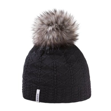 Kama knitted hat (pom-pom) A109 Merino - ladies black - 1 piece