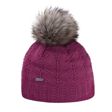 Kama knitted hat (pom-pom) A109 Merino - ladies plum violet - 1 piece