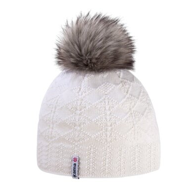 Kama knitted hat (pom-pom) A109 Merino - ladies white - 1 piece