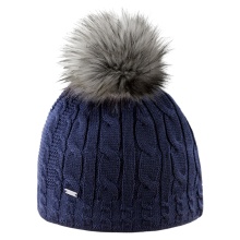Kama knitted hat (pom-pom) A121 Merino - ladies navy blue - 1 piece