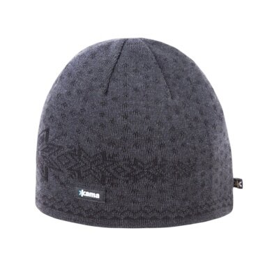 Kama knitted hat (beanie) A128 Merino - grey - 1 piece