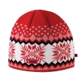 Kama knitted hat (beanie) A137 Merino - red/white/black - 1 piece