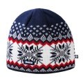 Kama knitted hat (beanie) A137 Merino - blue/red/white - 1 piece