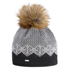 Kama knitted hat (pom-pom) A152 Merino - ladies black/white - 1 piece
