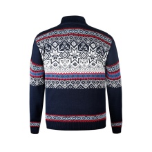 Kama Sweater Pullover 4071 Half Zip with Nordic Pattern (Merino Wool Blend) navy blue Men's