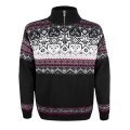 Kama Sweater Pullover 4071 Half Zip with Nordic Pattern (Merino Wool Blend) black Men's