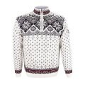 Kama Sweater Pullover 4082 Half Zip with Nordic Pattern (Merino Wool) white Men's