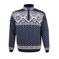 Kama Sweater Pullover 4082 Half Zip with Nordic Pattern (Merino Wool) navy blue Men's