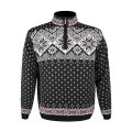 Kama Sweater Pullover 4082 Half Zip with Nordic Pattern (Merino Wool) black Men's