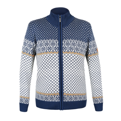 Kama Sweater Pullover 5060 Full Zip (Merino wool, windproof, breathable) blue/white ladies