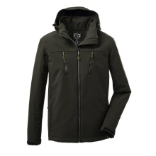 Killtec softshell jacket with detachable hood (fleece lining, water-repellent) dark green men's