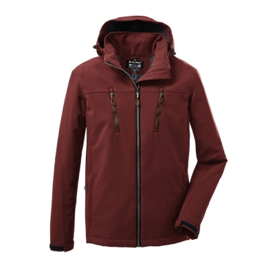 Killtec softshell jacket with detachable hood (fleece lining, water-repellent) burnt red men's