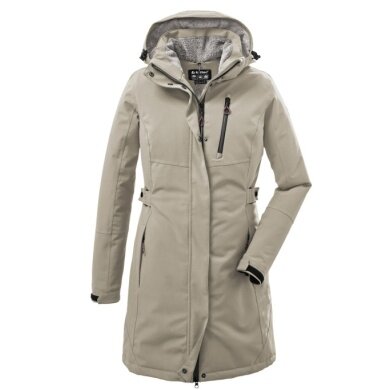 Killtec winter coat with detachable hood (waterproof and windproof, parka) light taupe ladies