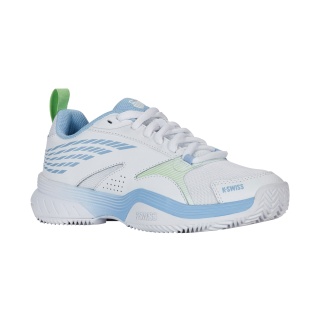KSwiss Speedex HB Clay/Sand Court Tennis Shoes - white/blue/lime green for women