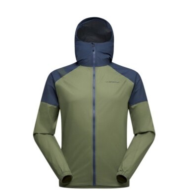 La Sportiva Trail Running Jacket Pocketshell (Hard Shell, waterproof) dark green/dark blue men's