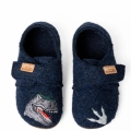 Living Kitzbühel Slippers Velcro Shoe T-Rex (Pure Wool) Night Blue Boys (31-35)