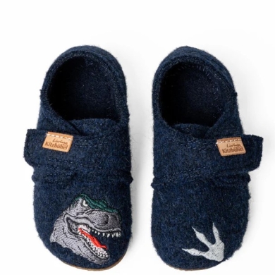 Living Kitzbühel Slippers Velcro Shoe T-Rex (Pure Wool) Night Blue Boys (31-35)