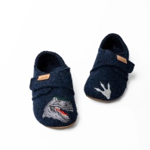 Living Kitzbühel Slippers Velcro Shoe T-Rex (Pure Wool) Night Blue Boys (31-35)