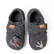 Living Kitzbühel slippers Velcro shoe T-Rex (pure wool) grey boys (size 31-35)
