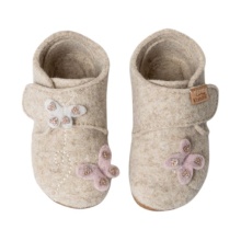 Living Kitzbühel Slippers Velcro Shoe Sissi Butterfly (Wool) Solid Colour Oat Milk White Girls (27-30)