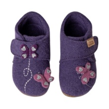 Living Kitzbühel slippers Velcro shoe Sissi butterfly (wool) solid colour purple magic toddlers girls (24-26)