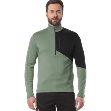 Löffler Long Sleeve Shirt Block Transtex Merino Midlayer (Half-Zip, thermal insulation) green/black men's