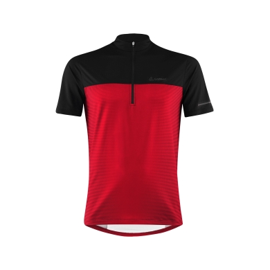 Löffler Cycling Shirt Bike Half-Zip Glow (Zip Back Pocket, Quick-Drying) red/black Men's