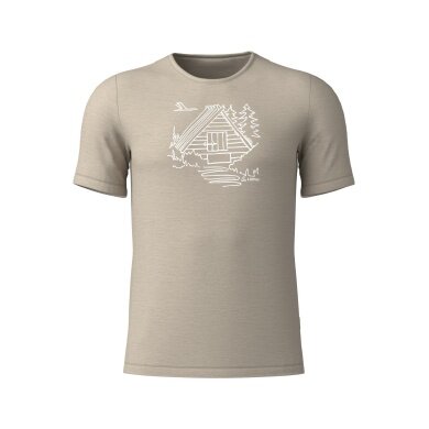 Löffler Hiking/Leisure T-shirt Print Shirt Cottage Merino-Tencel beige Men's