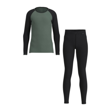 Löffler Functional Underwear Set Long CB Transtex® Warm Merino 200 (Long Sleeve Shirt and Long Trousers) green/black Children