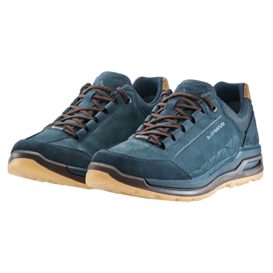 Lowa Everyday Travel Shoes Bellagio Low GTX (Nubuck Leather, Waterproof) navy blue/brown Men's