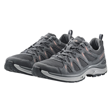 Lowa Hiking Travel Shoes Innox Evo II Low (All-Terrain, Synthetic/Textile) 2025 asphalt/salmon Ladies