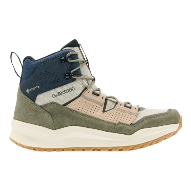 Lowa Kaloya Mid GTX Hiking Shoes (Nubuck Leather/Textile, waterproof) olive green/navy blue men's