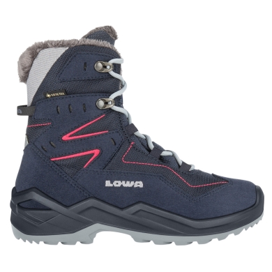 Lowa Winter Boots Lino GTX High (Suede/Textile, waterproof) 2025 navy blue/fuchsia children
