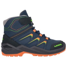 Lowa Winter Shoes Maddox Warm Mid GTX (Textile/Synthetic, waterproof) 2025 navy blue/orange children