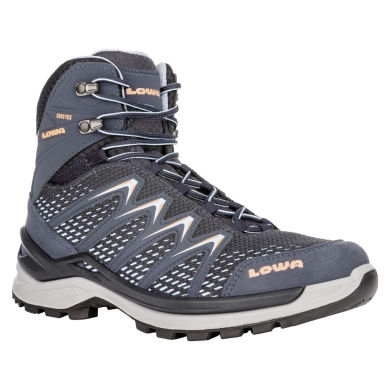 Lowa Hiking Travel Shoes Innox Pro Mid GTX (All-Terrain, Synthetic/Textile, Waterproof) 2025 Steel Blue/Salmon Ladies