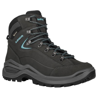 Lowa Renegade Evo Mid GTX Walking Shoes (All-Terrain, Nubuck Leather, Waterproof) 2025 Asphalt Grey/Turquoise Ladies