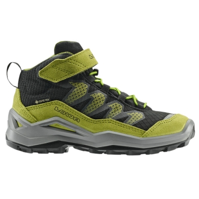 Lowa Maddox Pro Mid GTX Velcro Junior Hiking Shoes (Textile/Suede, Velcro Fastening, Waterproof) black/lime Children