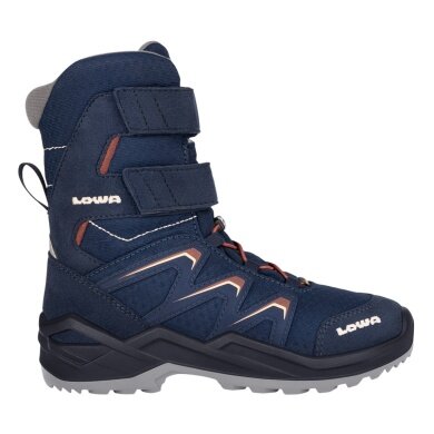 Lowa Maddox Warm High GTX Winter Boots (Textile/Synthetic, waterproof) navy blue/red wood children