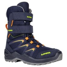 Lowa Winter Boots Maddox Warm High GTX (Textile/Synthetic, waterproof) 2024 navy blue/orange toddlers