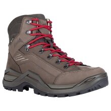 Lowa Renegade 100-Year GTX Mid Hiking Boots (All-Terrain, Nubuck Leather, Waterproof) Espresso Brown/Red Men's