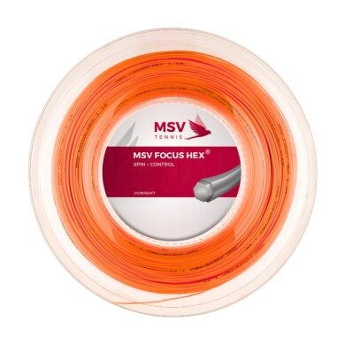 MSV Tennis String Focus Hex (Durability + Spin) orange 200m reel